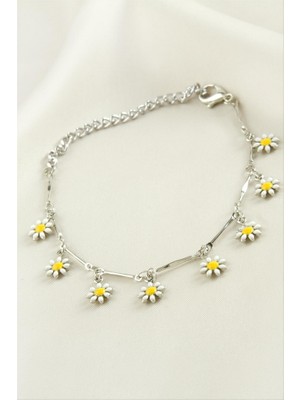 Zero Land Hnrlishp Papatya Mineli Bileklik - Gümüş Rengi