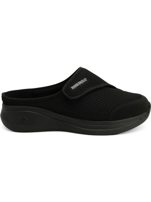 King Paolo Sneaker Tekstil Tabanı Çıkan Yürüyüş Cırtlı Kadın Terlik KP5197 Siyah