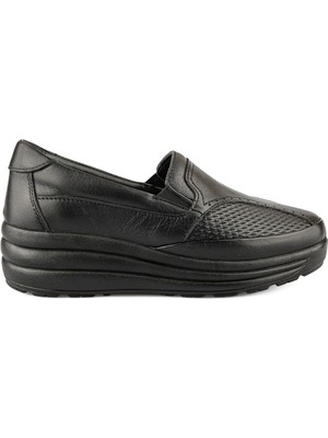 Ortoplus Deri Ortopedik Kadın Ayakkabı Kemik Çıkıntılı KO2501 Siyah