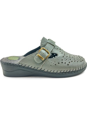 Ortoplus Kadın Deri Ortopedik Topuk Dikeni Sabo Terlik Y1000 Gri