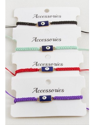 Zero Land Hnrlishp Dikdörtgen Makrome Örgülü Bileklik - Krem