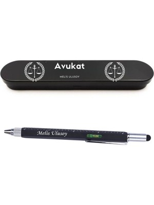 Hediye Vakti Avukat Için Kişiye Özel Hediye Seti - Su Terazili, Cetvelli Teknik Kalem ve Şık Metal Kutulu