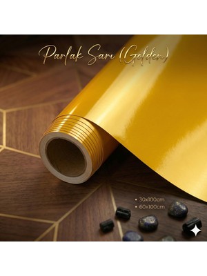 Ferizli Reklam Parlak Sarı (Golden) Yapışkanlı Folyo - Mobilya, Cam ve Dolap Kaplama Folyosu - Suya Dayanıklı Dekoratif Kaplama