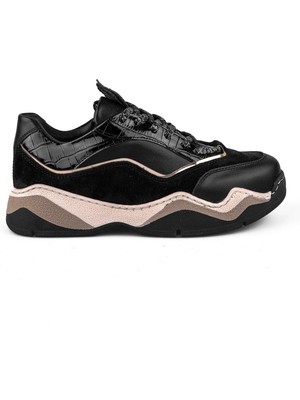 Ortoplus Deri Ortopedik Kadın Sneaker Ayakkabı ET3248 Siyah