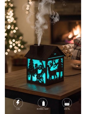 Başkenttekno Hava Nemlendiricisi Buhar Makinesi Yılbaşı Temalı Ahşap Görünümlü 240 ml H14