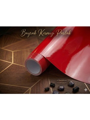 Ferizli Reklam Bayrak Kırmızı (Parlak) Yapışkanlı Folyo - Mobilya, Cam ve Dolap Kaplama Folyosu - Suya Dayanıklı Dekoratif Kaplama
