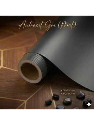 Ferizli Reklam Antrasit Gri (Mat) Yapışkanlı Folyo - Mobilya, Cam ve Dolap Kaplama Folyosu - Suya Dayanıklı Dekoratif Kaplama