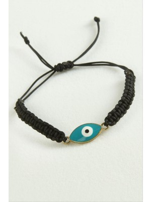 Zero Land Hnrlishp Nazar Oval Makrome Ip Bileklik - Siyah