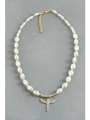 Zero Land Hnrlishp Zirkon Taşlı Inci Kolye - Beyaz