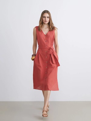 Lc Waikiki Yeni Sezon V Yaka Kuşaklı Elbise