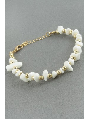 Zero Land Hnrlishp Sedef Kırık Doğaltaş Bileklik - Beyaz