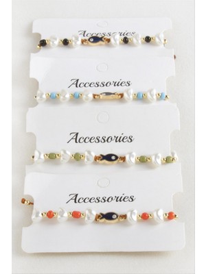 Zero Land Hnrlishp Balık Inci Boncuk Makrome Ip Bileklik - Kırmızı