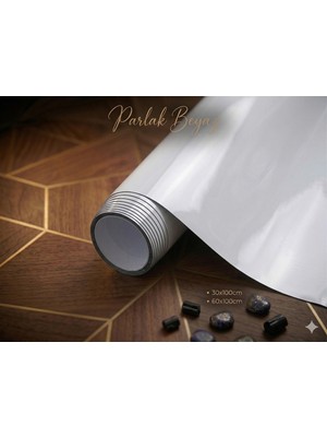 Ferizli Reklam Beyaz (Parlak) Yapışkanlı Folyo - Mobilya, Cam ve Dolap Kaplama Folyosu - Suya Dayanıklı Dekoratif Kaplama