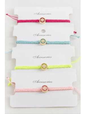 Zero Land Hnrlishp Yonca Makrome Örgülü Bileklik - Kırmızı