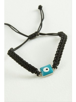 Zero Land Hnrlishp Nazar Kare Makrome Ip Bileklik - Siyah