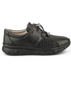 Ortoplus Deri Ortopedik Kadın Kemik Çıkıntılı Ayakkabı LP8440 Siyah