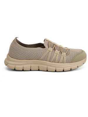 King Paolo Sneaker Tekstil Yürüyüş Kadın Streç Ayakkabı KP5223 Pudra