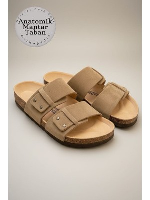 Land Of Cork Unisex Anatomik Doğal Mantar Taban Hakiki Süet Deri Terlik – Ark Destekli Ortopedik Konfor Günlük Terlik