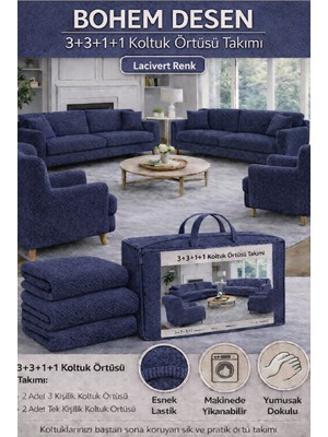Jakarlı Bohem Kumaş 3.3.1.1 Koltuk Örtüsü Koltuk Kılıfı Takımı Ev Tekstili Sofa Cover