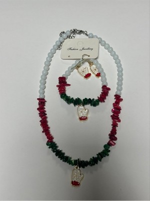 Zero Land Hnrlishp 2026 Yılbaşı Doğaltaş Set Kolye - Ebruli