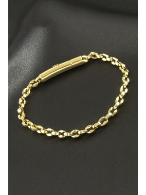 Zero Land Hnrlishp Ters Düz Zincir Lüks Çelik Bileklik - Sarı