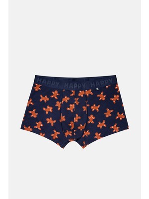 Happy Socks -  Erkek Lacivert Kurabiye Desenli Boxer