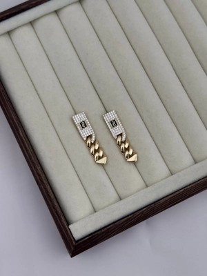 Luseda Kararmaz VIP Monaco Gurmet Zincir Detaylı Kadın Küpe