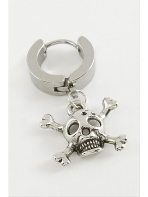 Zero Land Hnrlishp Kuru Kafa Çelik Erkek Küpe 1 Adet - Gümüş Rengi