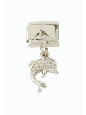 Zero Land Hnrlishp Yunus Zirkon Taşlı Sallatılı Çelik Charm - Gümüş Rengi