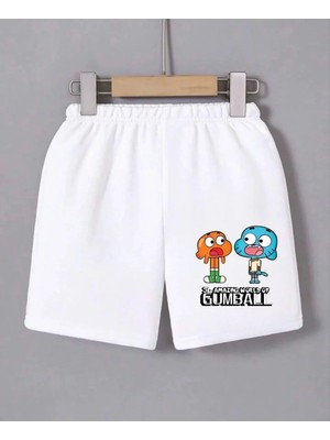 Giyim Center Kadın Beli Lastikli Baskılı Mini Şort - Beyaz