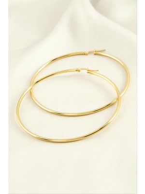 Zero Land Hnrlishp Halka Lüks Çelik Küpe 6 cm - Gümüş Rengi