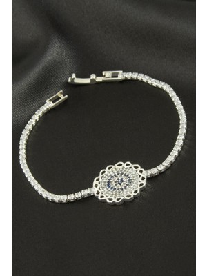 Zero Land Hnrlishp Çiçek Zirkon Taşlı Çocuk Bileklik 16 cm - Gümüş Rengi