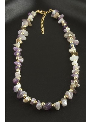 Zero Land Hnrlishp Amatist Kırık Doğaltaş Kolye - Mor