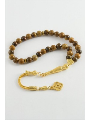 Zero Land Hnrlishp Jasper Kaplangözü Doğaltaş Tesbih 8 mm - Kahverengi