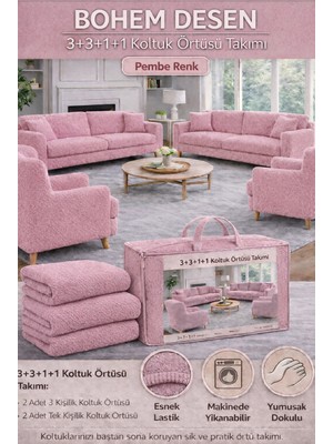 Jakarlı Bohem Kumaş 3.3.1.1 Koltuk Örtüsü Koltuk Kılıfı Takımı Ev Tekstili Sofa Cover