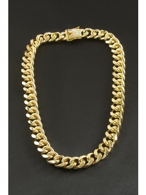 Zero Land Hnrlishp Chain Zirkon Taşlı Kalın Zincir Lüks Çelik Kolye - Gümüş Rengi