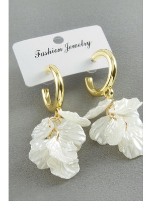 Zero Land Hnrlishp Yaprak Inci Küpe - Krem