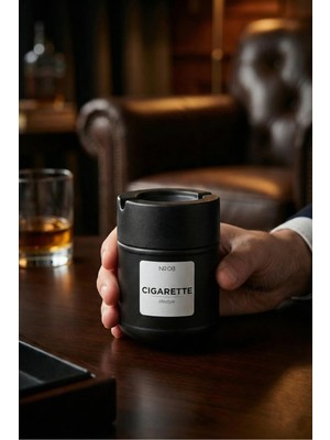 KaktüsKedi Kokusuz Premium Cam Masaüstü Küllük - Duman Hapsedici Huni Tasarım