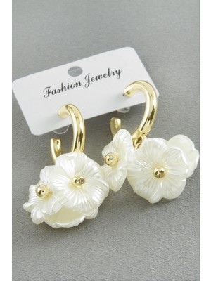 Zero Land Hnrlishp Çiçek Inci Küpe - Krem