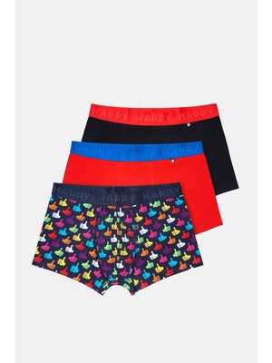 Happy Socks -  Erkek Çok Renkli Karışık Desenli 3\'lü Boxer Seti