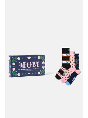 Happy Socks - Çok Renkli Anneler Günü Desenli 3\'lü Pamuklu Çorap Seti