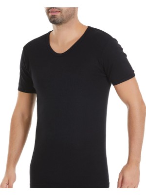 Yıldız Çamaşır Erkek 3'lü Siyah V Yaka Kısa Kol Fanila Atlet