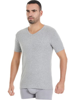 Yıldız Çamaşır Erkek Gri Tekli V Yaka Kısa Kol Fanila Atlet