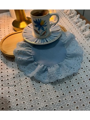 Nurgita Home Fırfırlı Fistolu Duck Keten Kokteyl &kahve Sunum Peçetesi & Bardak Altlığı (2 Adet )