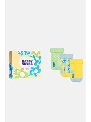 Happy Socks - Çocuk Çok Renkli Küçük Ayı Desenli 3\'lü Pamuklu Çorap Seti