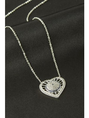 Zero Land Hnrlishp Kalp Zirkon Taşlı Kolye - Gümüş Rengi