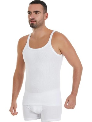 Yıldız Çamaşır Erkek 3'lü Beyaz Fitilli Kaşkorse Likralı Parmak Askılı Atlet