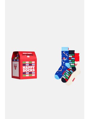 Happy Socks - Çok Renkli Kutlama Desenli 3\'lü Pamuklu Çorap Seti