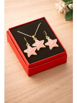 Zero Land Hnrlishp Deniz Yıldızı Mineli Kutulu Kolye Set -  Pembe