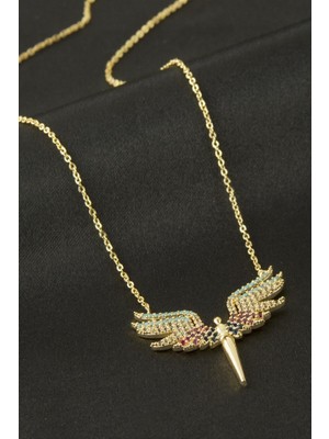 Zero Land Hnrlishp Peri  Zirkon Taşlı Kolye - Sarı